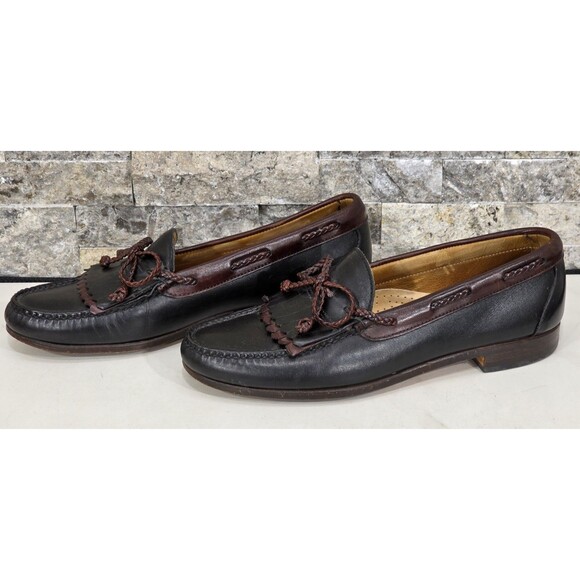 Allen Edmonds Woodstock Leather Loafers Mens Size 9.5 B Two Tone Black Brown USA main image 5